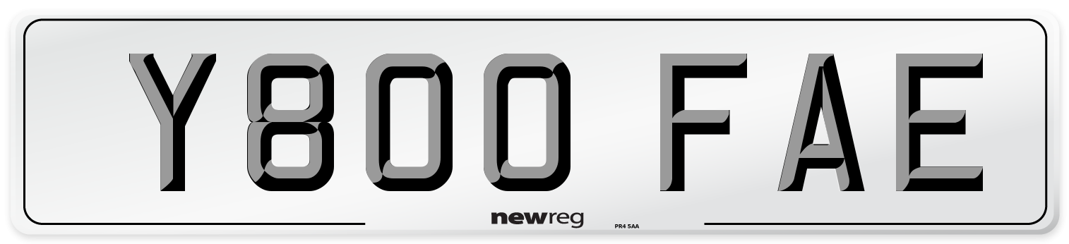 Y800 FAE Number Plate from New Reg